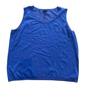 Talbots Plus Womens Blue Sleeveless Knit Tank Top 3X Rayon Blend
